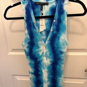 White House Black Market Blue Tie-Dye Tank Top
